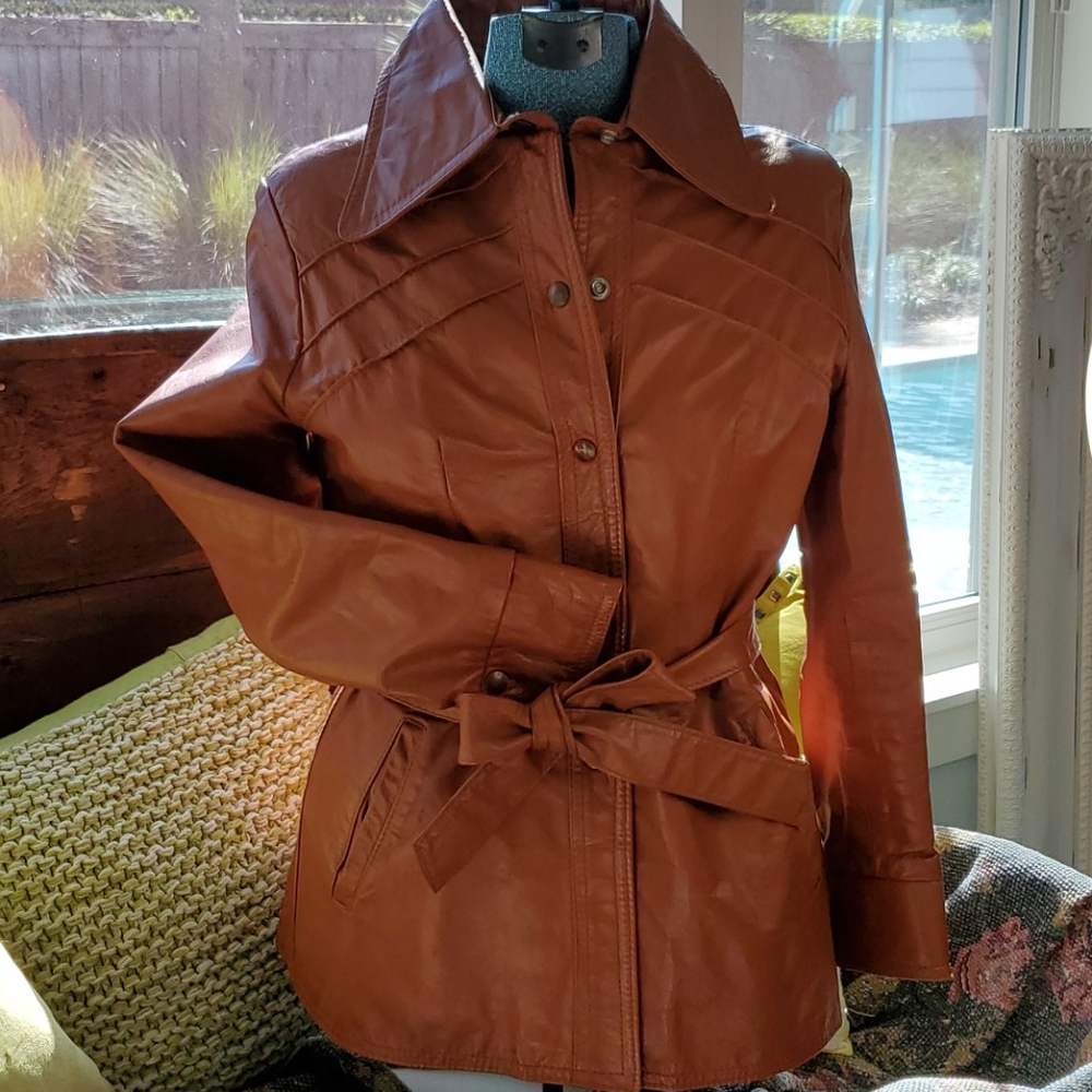 1970's Vintage Leather Trench Coat CASA NOVA